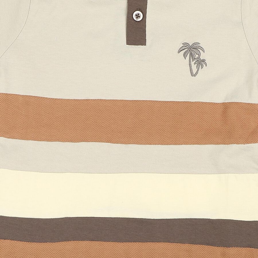 Boys Brown Cotton Round Neck Casual Boys T-Shirt, भूरा, large