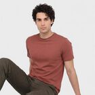 Men's Coral Cotton Round Neck Regular T-Shirt, Coral, small
