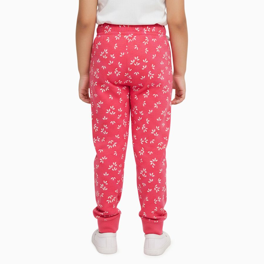 Girls' Vibrant Pink Floral Printed Cotton Blend Pyjama, गुलाबी, large image number null