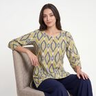 Women's Olive Green Round Neck Ikat Printed Kurti, हल्का हरा, small