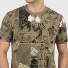 Men's Olive Green Cotton Round Neck Regular T-Shirt, ओलिव, small