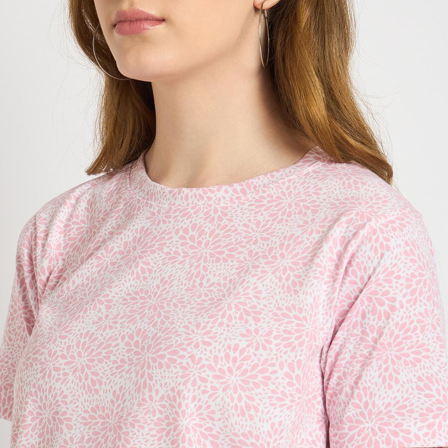 Ladies' Round Neck T-Shirt , Light Pink, large