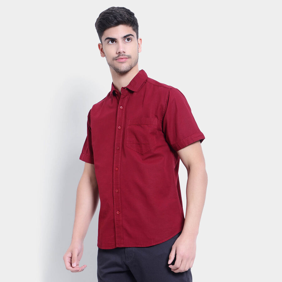 Cotton Solid Casual Shirt, Maroon, large image number null
