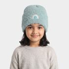 Girls' Mint Green Embroidered Rainbow Beanie Cap, हल्का हरा, small