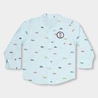 Infants Light Powder Blue Cotton Mandarin Collar Casual Shirt, हल्का नीला, small image number null