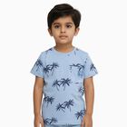 Boys Light Blue Cotton Round Neck Casual Half Sleeve T-Shirt, Light Blue, small