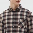 Men's Brown Cotton Classic Collar Casual Shirt, Brown, small
