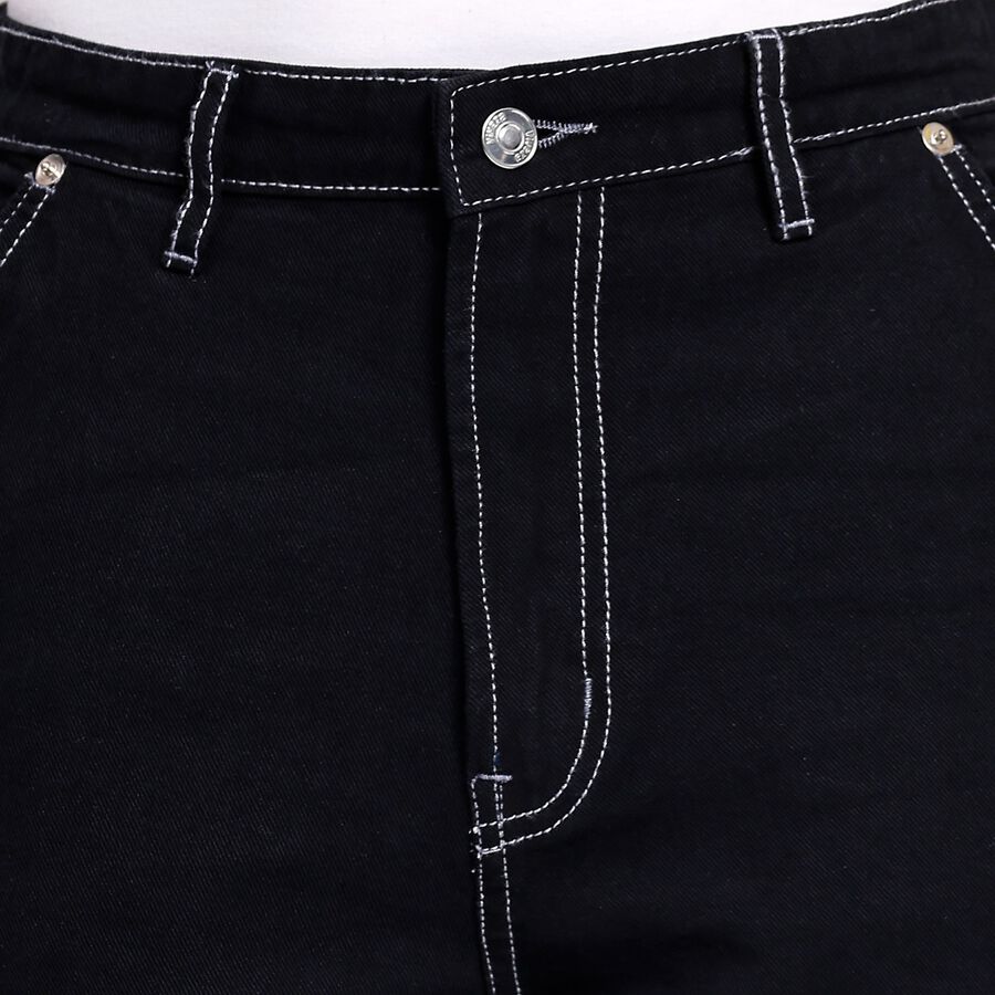 Ladies' 100% Cotton Jeans, काला, large image number null