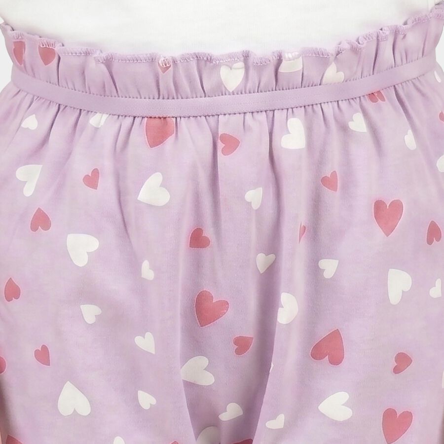 Girls' Lavender Regular Fit Heart Print Bloomer, Lilac, large