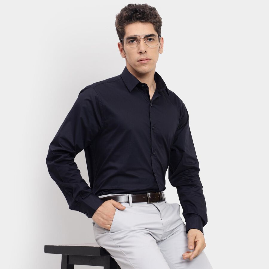 Men's Formal Shirt , नेवी ब्लू, large