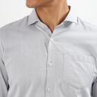 Men's Light Grey Cotton Cut Away Collar Slim Fit Formal Shirt&nbsp;, Light Grey, small image number null