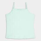 Girls' Bright Multicolor Cotton Spaghetti Neck Casual Vest, Light Green, small image number null