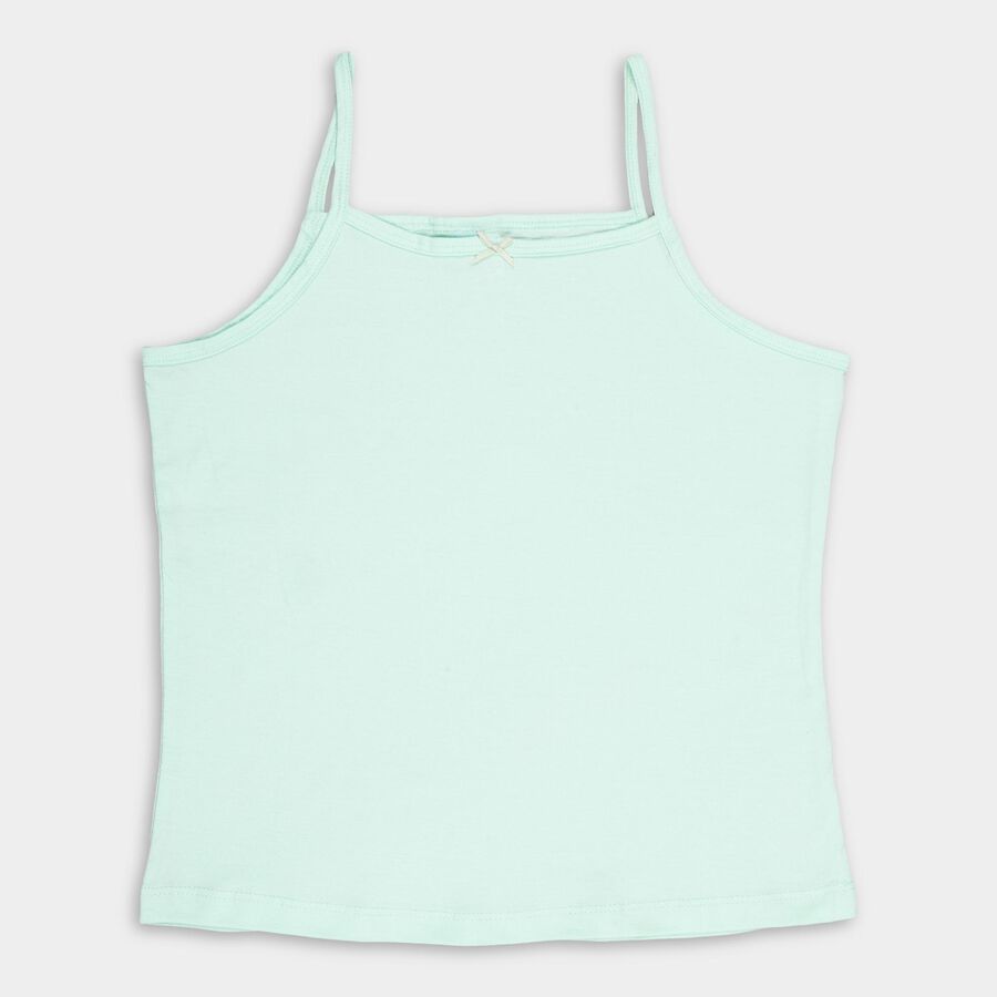 Girls' Bright Multicolor Cotton Spaghetti Neck Casual Vest, Light Green, large image number null
