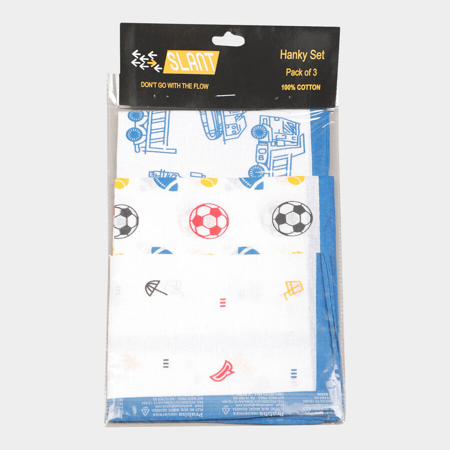 Boys Cotton Handkerchief, White, large image number null