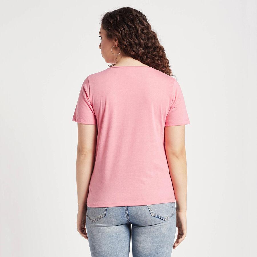 Round Neck T-Shirt, गुलाबी, large image number null
