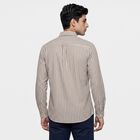 Men's Brown Cotton Striped Shirt, Brown, small