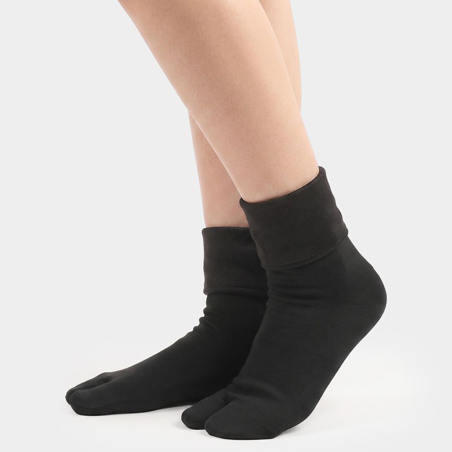 Women's Black Regular Fit Toe Pack of 1 Socks, Black, large