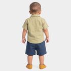 Infants' Olive Green 100% Cotton Notched Collar Graphic Printed Baba Suit, Light Green, small