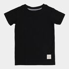 Boys Jet Black Crew Neck Casual T-Shirt, काला, small image number null