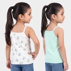 Girls Mint Green Cotton Square Neck Sleeveless Vest, Light Green, small