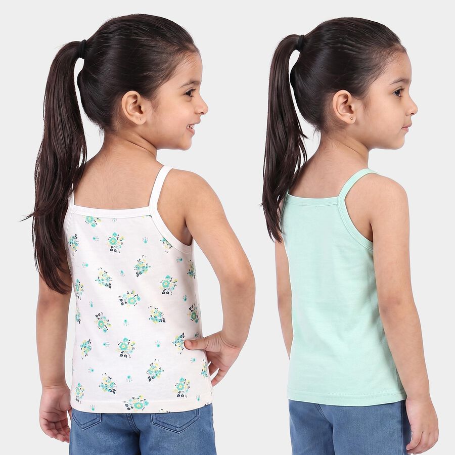 Girls Mint Green Cotton Square Neck Sleeveless Vest, Light Green, large