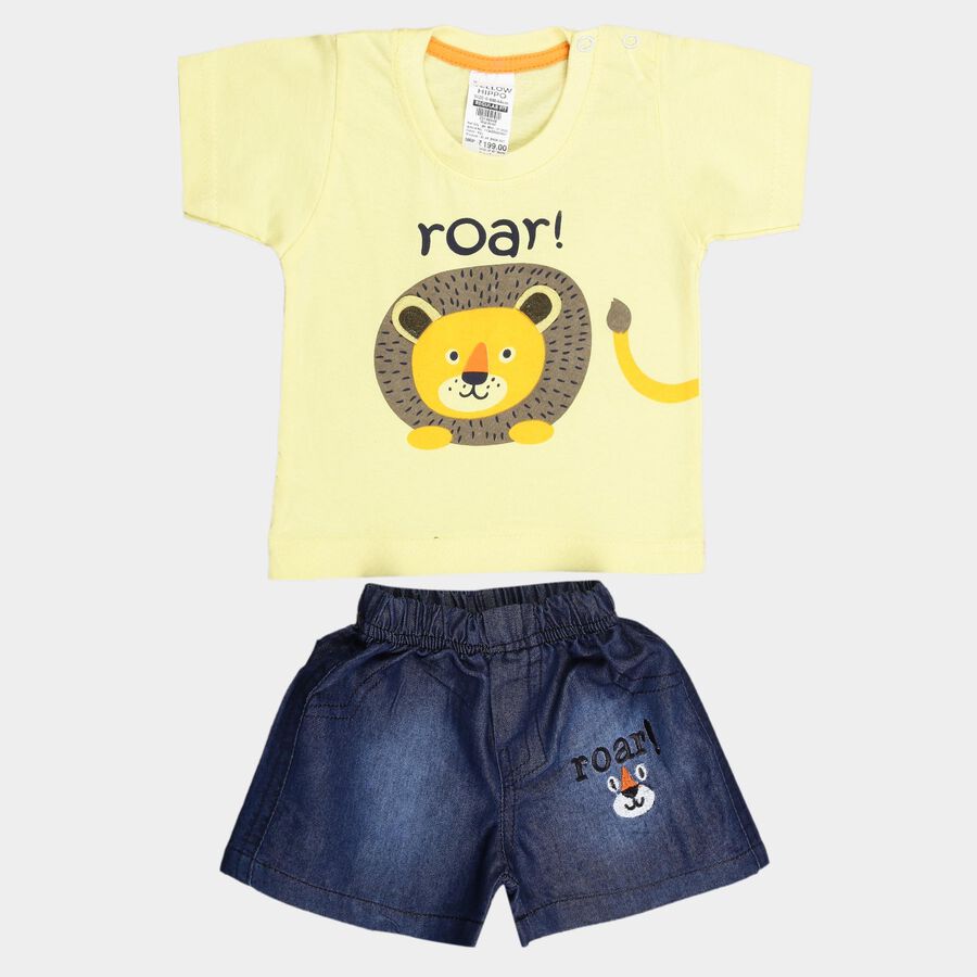 Infants Cotton Round Neck Baba Suit, Yellow, large image number null