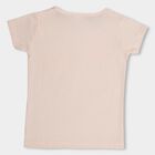 Girls' Light Pink Cotton Blend Round Neck Casual T-Shirt, Light Pink, small image number null