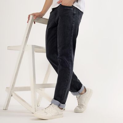 Men's Washed Black Slim Fit Jeans