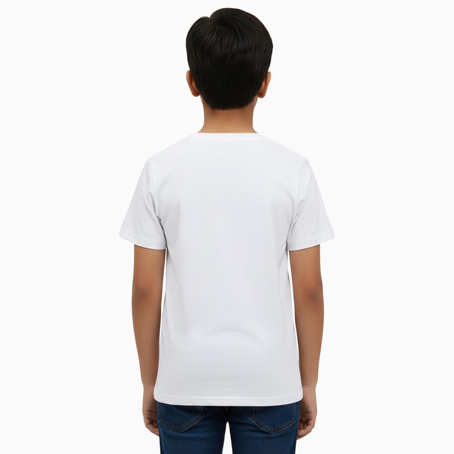 Boys' Half Sleeves T-Shirt, White, large image number null