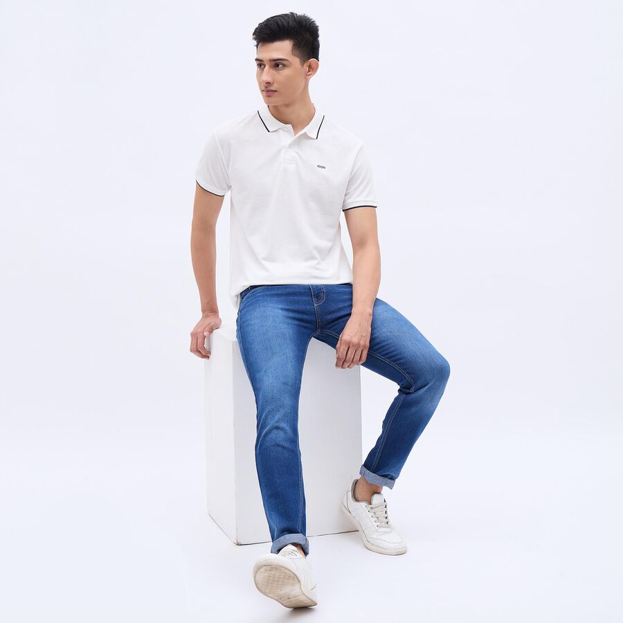 Men's Bright Eggshell White Polo Neck Polo Tee Shirt, White, large image number null