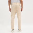 Men's Light Beige Slim Fit Flat-Front Casual Trousers, गहरा पीला, small image number null