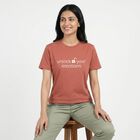 Women Pink Round Neck Casual T-Shirt, Pink, small