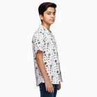 Boys Rich Eggshell White Cotton Half Sleeve Cuban Collar Casual Shirt, White, small image number null