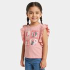 Girls Pink Cotton Round Neck Regular T-Shirt, Light Pink, small