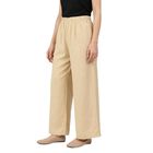 Women's Beige Regular Fit Solid Palazzos, Beige, small
