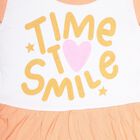 Girls' Peach And White A-Line Cap Sleeve Frock, Peach, small