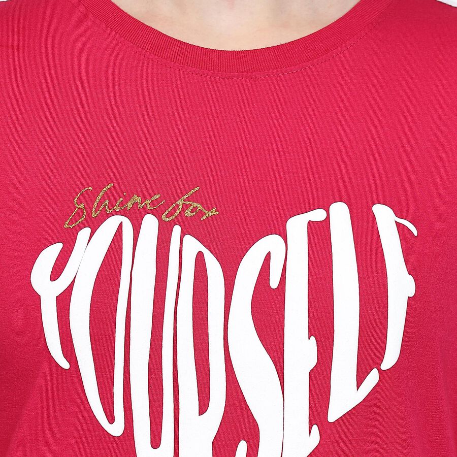 Ladies' Round Neck T-Shirt , रानी (फ्यूशिया), large image number null