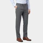 Men's Light Grey Slim Fit Flat-Front Trousers, हल्का ग्रे, small
