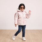 Girls Pink Hooded Floral Puffer Jacket, Light Pink, small
