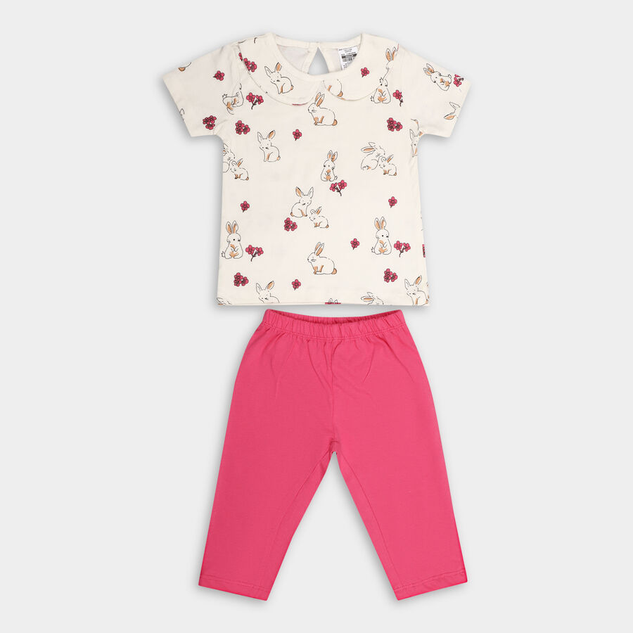 Infant Girl's Cotton Capri Set, Pink, large image number null