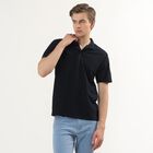 Men's Navy Blue Polo Neck Classic T-Shirt, Teal Blue, small