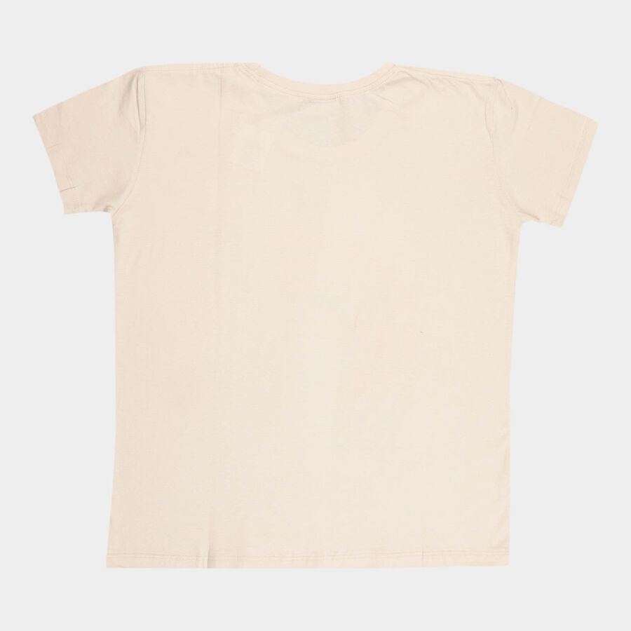 Girls Cotton T-Shirt, Beige, large image number null