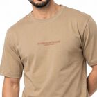 Men's Khaki Round Neck Regular T-Shirt, Khaki, small