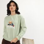 Women's Light Sage Green Crew Neck Casual Sweatshirt, हल्का हरा, small image number null