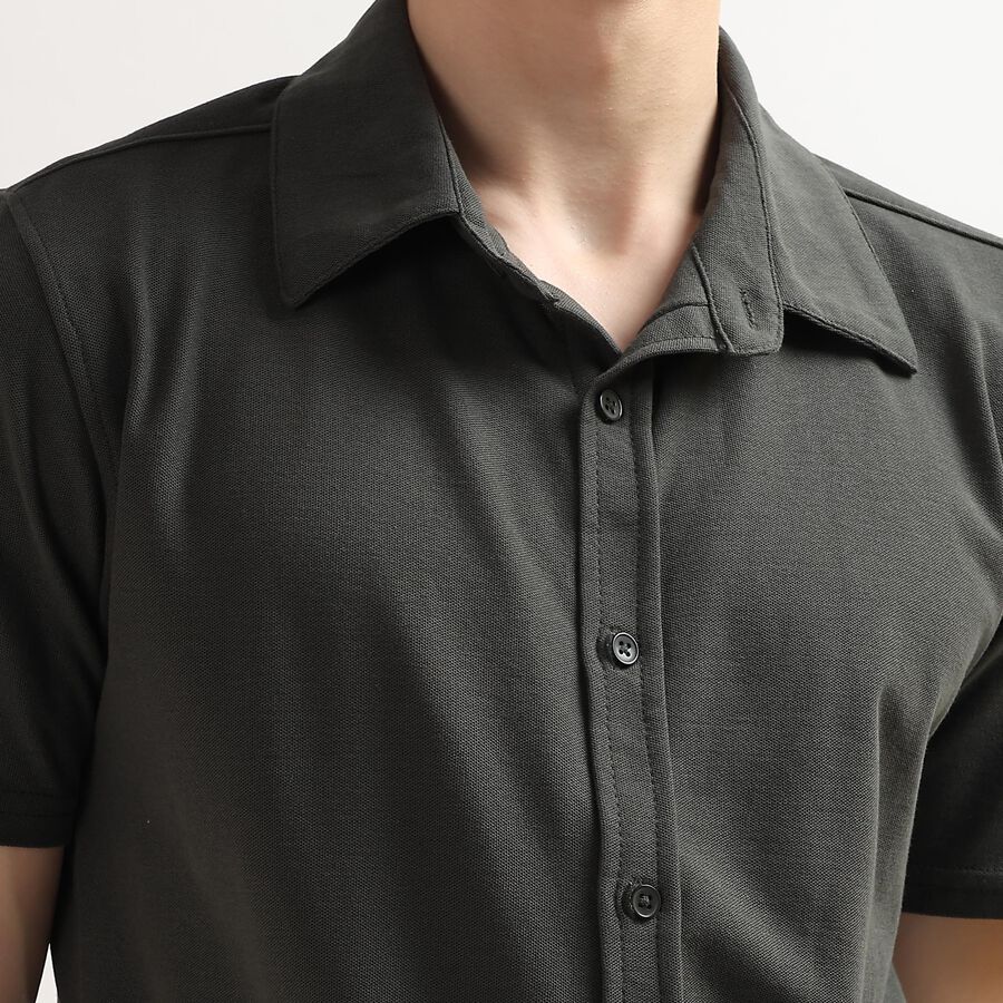 Men's Regular Collar Casual Shirt, Olive, large image number null