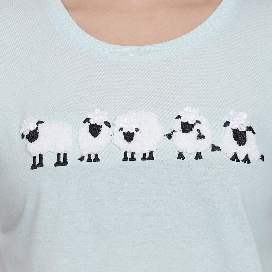 Ladies' Round Neck T-Shirt , नीला, large image number null