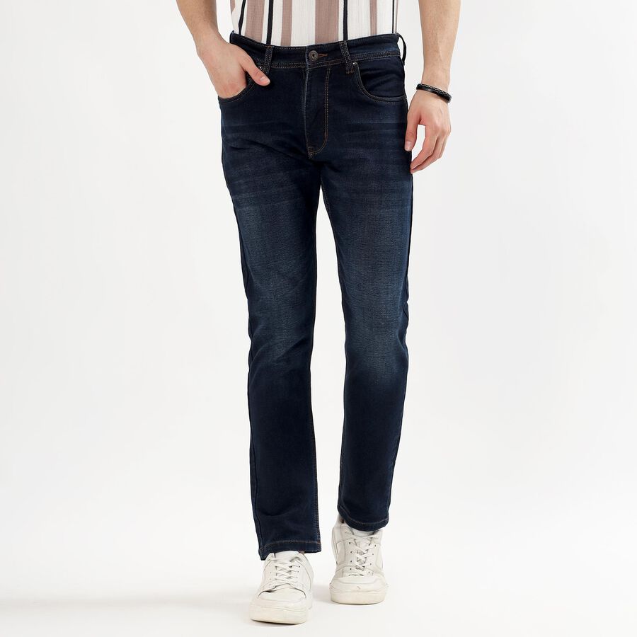 Men's Dark Indigo Skinny Fit Stretchable Jeans, गहरा नीला, large image number null