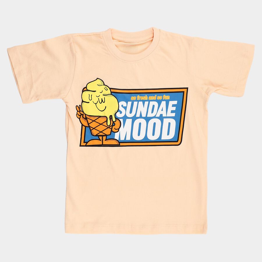 Boys' Half Sleeves T-Shirt, नारंगी, large