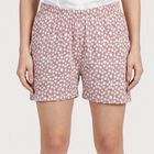 Women's Pink Regular Fit Floral Print Shorts, हल्का गुलाबी, small