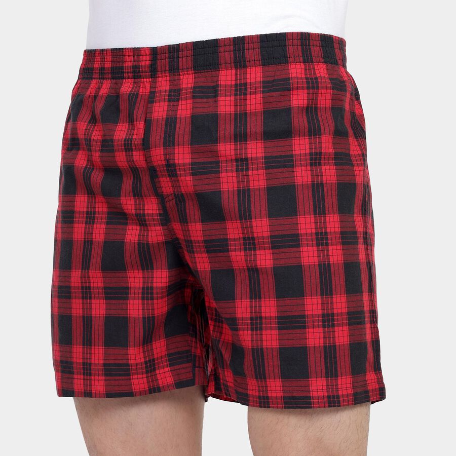 Men's 100% Cotton Boxers, Red, large